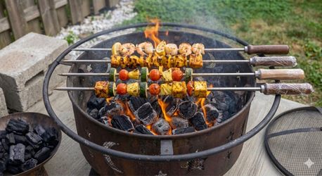 4 Heavy Duty Extra-Long BBQ Skewers – 34" Stainless Steel