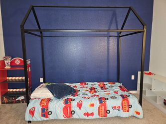 Black Metal Montessori Frame Kids Bed + mattress