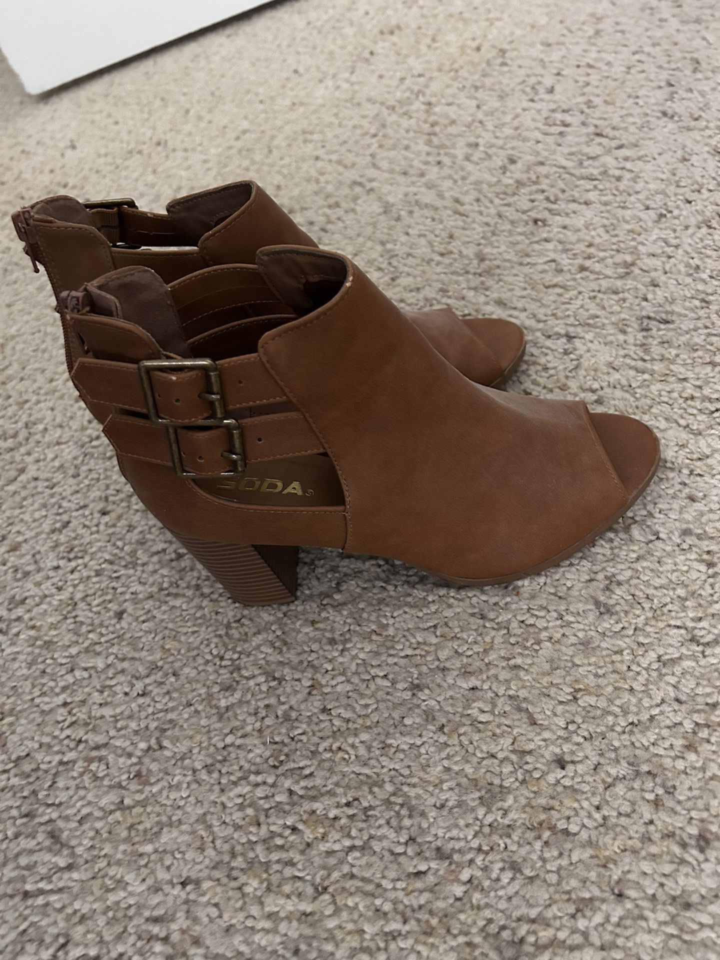 Brown Cutout Ankle Boots Size 9