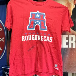 XFL Houston Roughnecks Football  Short Sleeve  T-Shirt size XL signed