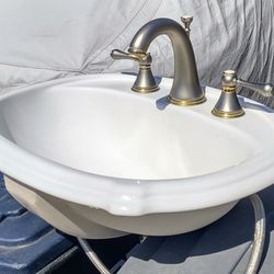 Kohler Portrait Drop-in Bathroom Sink with Kohler 8" Widespread Faucet
