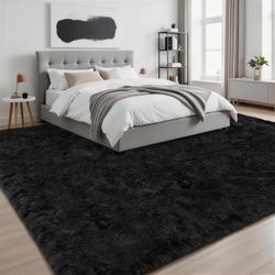8x10ft Fluffy Area Rug NEW Fuzzy Plush Fluffy Rug Black