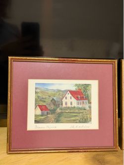 Vintage Lucille Côté Île d’Orléans Cottage Prints – Framed Set of 2