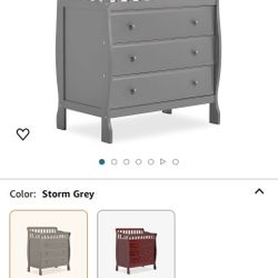 Dream On Me Marcus Changing Table And Dresser In Storm Grey, Features 3 Spacious Drawers, Non-Toxic