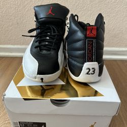 Air Jordan 12 Retro (GS) Shoes Black White Red Size 8.5 *read Description