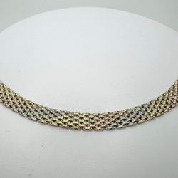 Ladies 14k Tri-Tone Panther Link 7.5” Bracelet 17.8 Grams 11047089