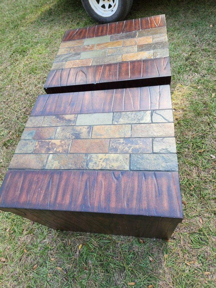 Wood/stone End Tables