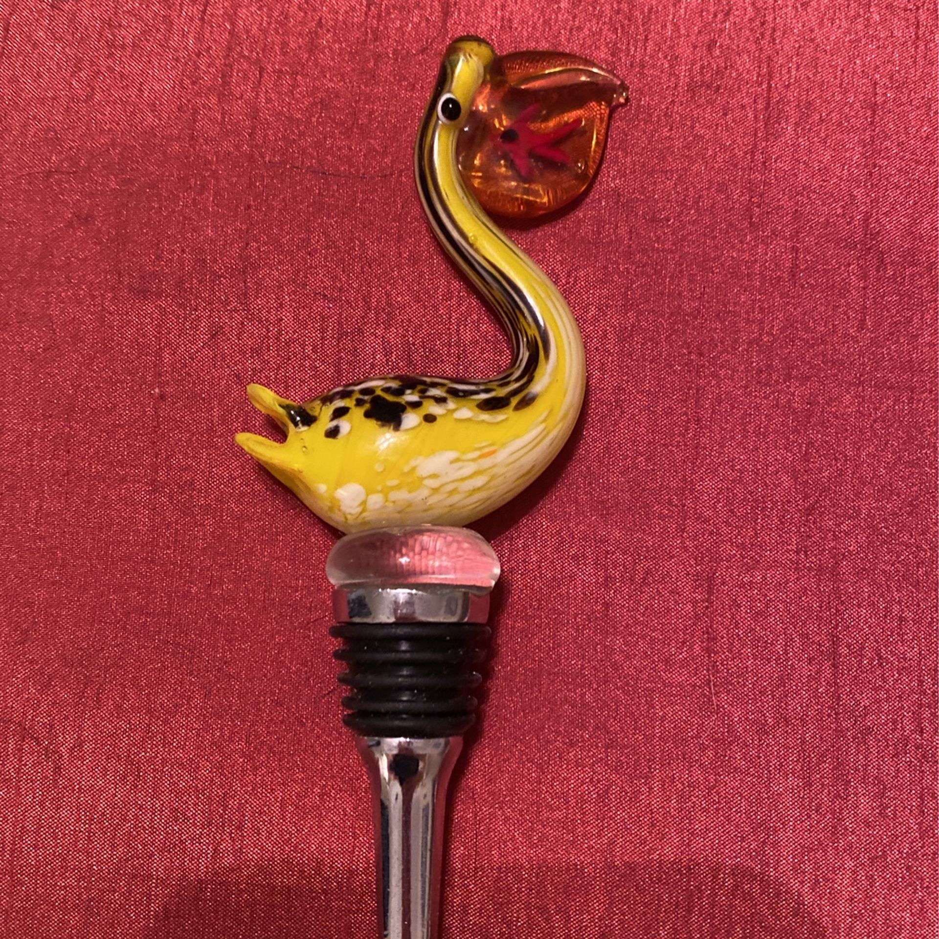 Art Deco Blown Glass Wine Bottle Stopper