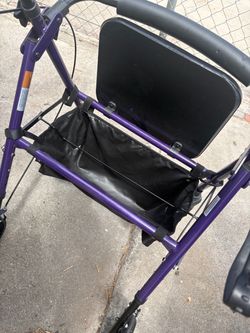 Purple Rollator Walker with Seat and Bag