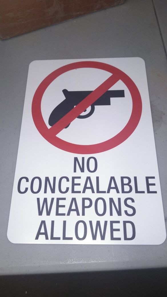 No weapons allowed sign