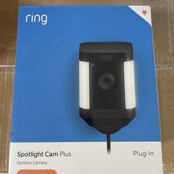 Ring Spotlight Cam Plus Plug In Smart Security Video Camera With Led Lights 2 Way Talk Color Night Vision ( Brand New )