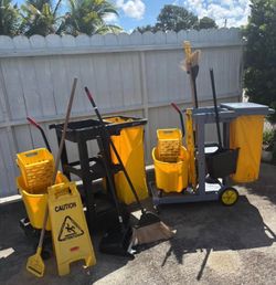 Carritos de limpieza comercial /Commercial Janitorial Cleaning Cart Set