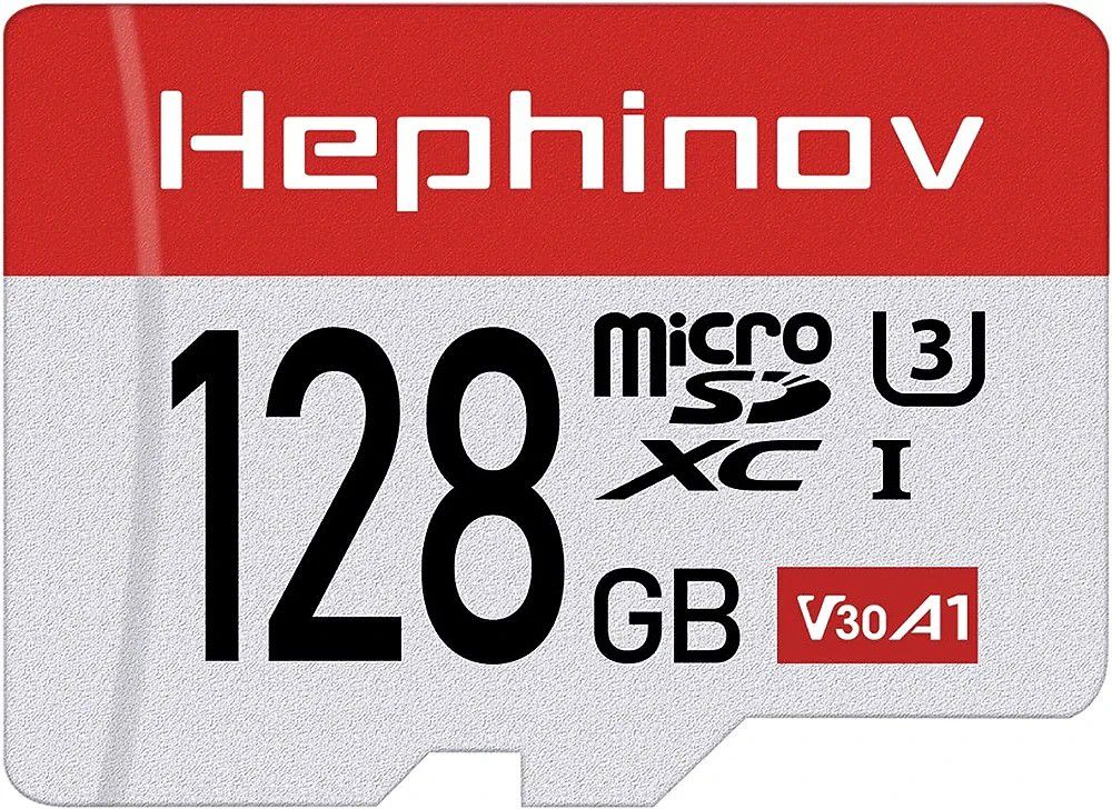 Hephinov 128GB MicroSDXC Card, UHS-I High Speed up to 100MB/s Micro SD Card with Adapter, C10 U3 V30 A1, 4K UHD Video Memory Card for Tablet/Switch/Ph