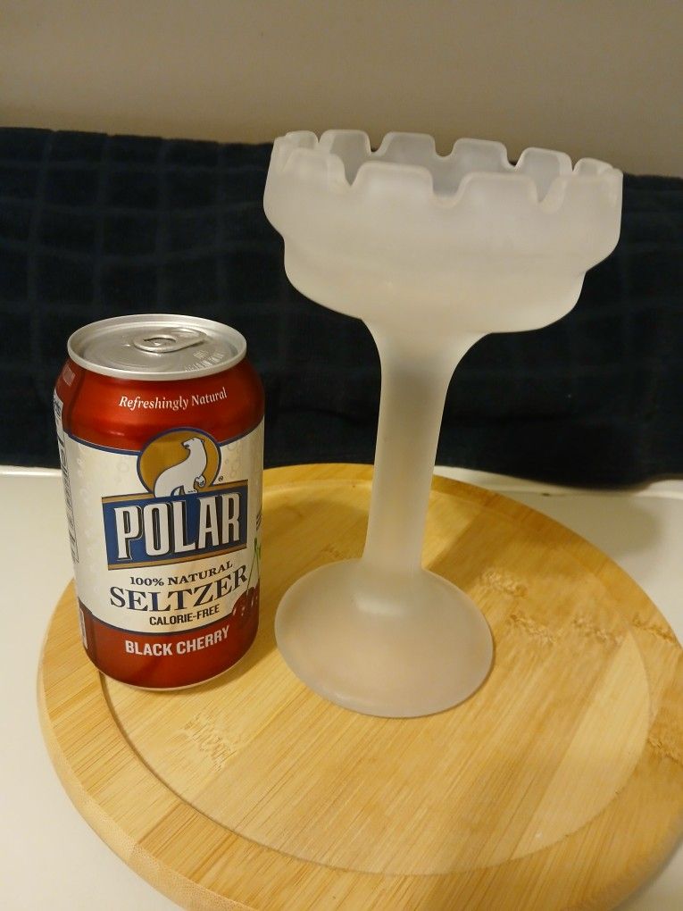 Vintage Party Lights Frosted Glass Castle Turret Candle Holder. 7 And 1/2 In. No Chips Or Cracks.