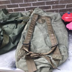 3-Army Duffel Bags With Back And Hand Straps 