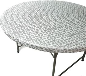 3x AVAILABLE BRAND NEW TopTableCloth Silver 60" Round Table Cloth Pattern For Tables up to 55-60"