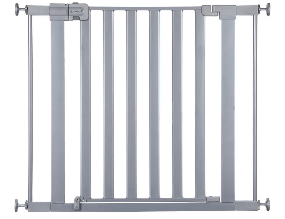 Safety 1st Walk Through Baby Gate with Door, Adjustable Pressure Mount Lift, Dog Gates, Fits 29"-38" Wide, 1-Pack, Silver