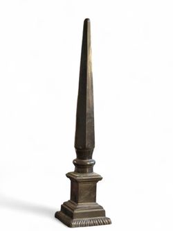 Vintage Patinated Bronze Obelisk Statue Decorative Spire Pedestal Base Verdigris