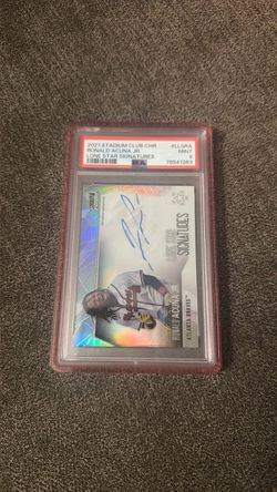 Ronald Acuna Jr. 2021 Stadium Club Chrome Lone Star Signatures PSA 9