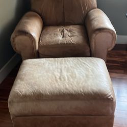 Comfy Leather Chair And Ottoman