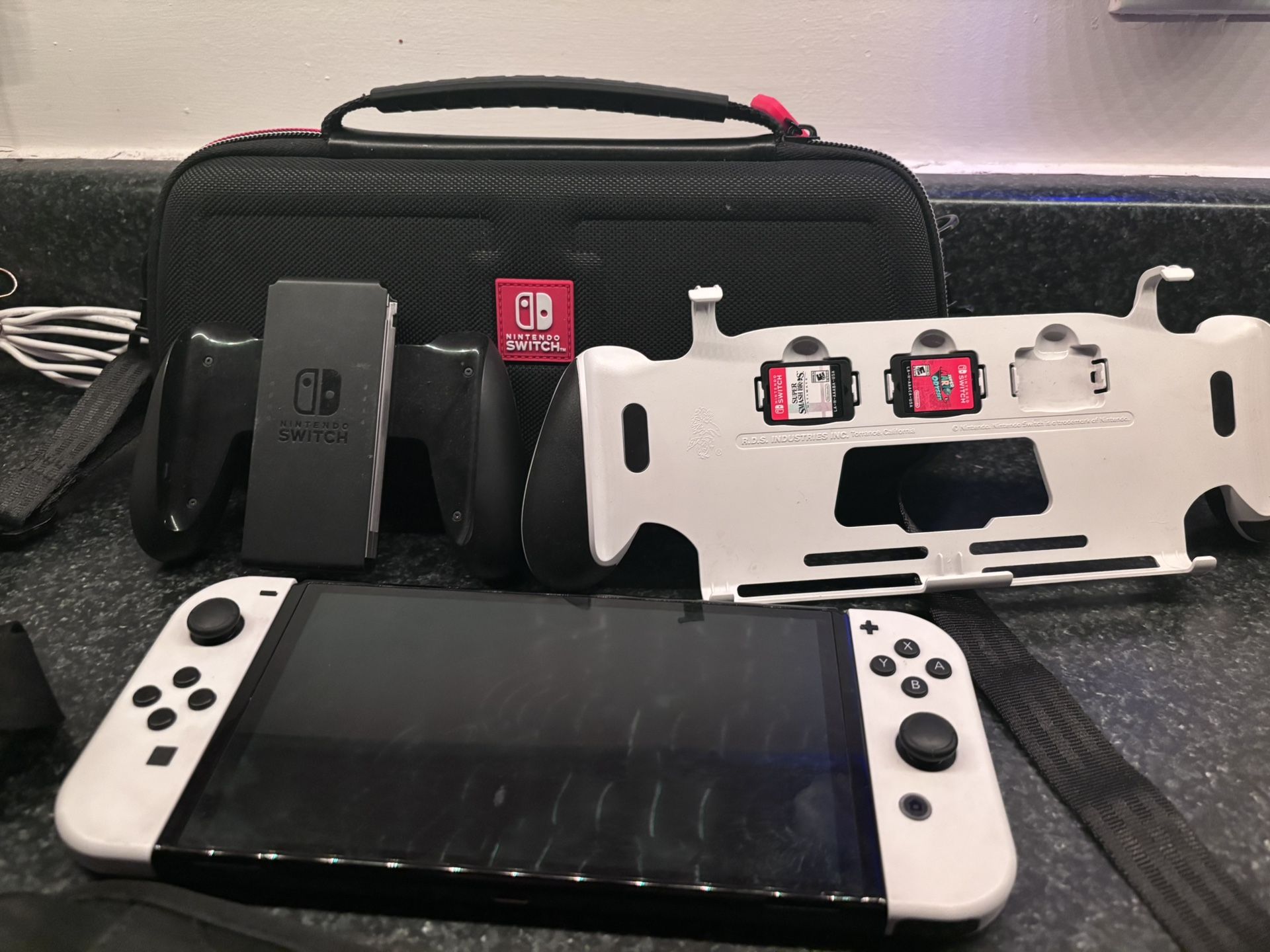 Nintendo Switch Oled With Travel Case,extra Remote And Games