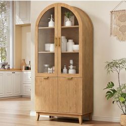 71" Tall Arched Cabinet, Fluted Kitchen Pantry