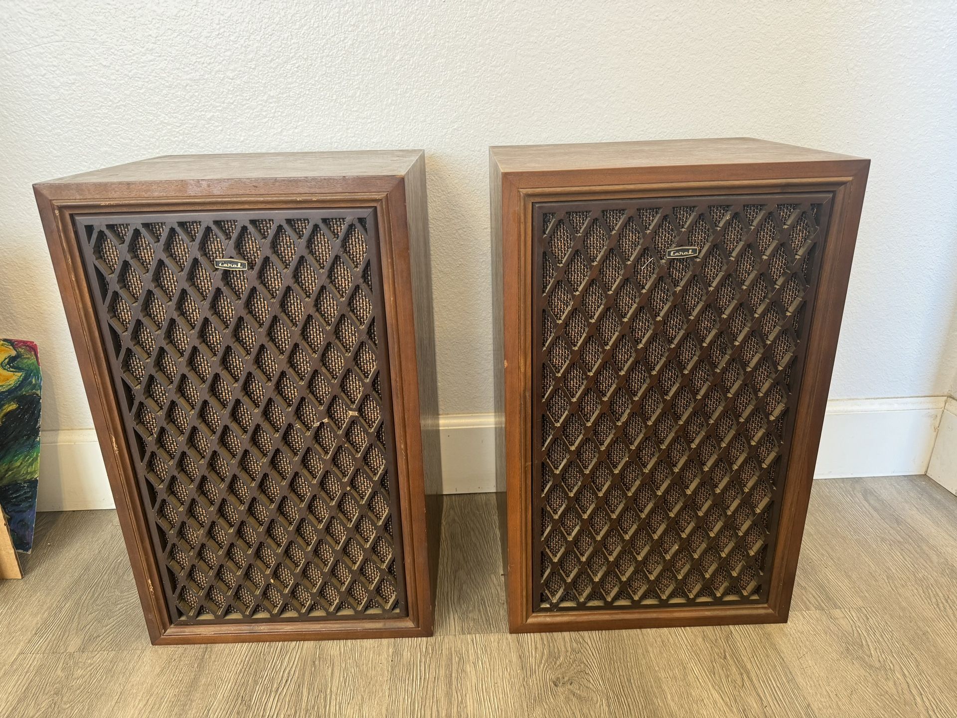 Pair of Vintage Coral 3-way Speakers 