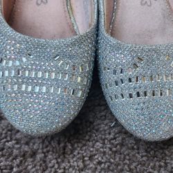 Size 4 Flats Sparkling Sparkly Shimmer Silver