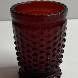 Vintage Ruby Red Thousand Eyes Hobnail Glass Toothpick Holder Tealight Holder