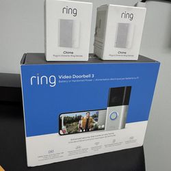 Brand New Ring Bundle – Video Doorbell 3 + 2 Ring Chimes – Unopened