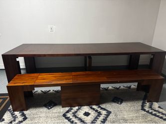 Transformer Expandable Dining Table + Bench Set – Modern Space Saving Design