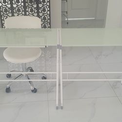White And Glass Desk Leather Chair