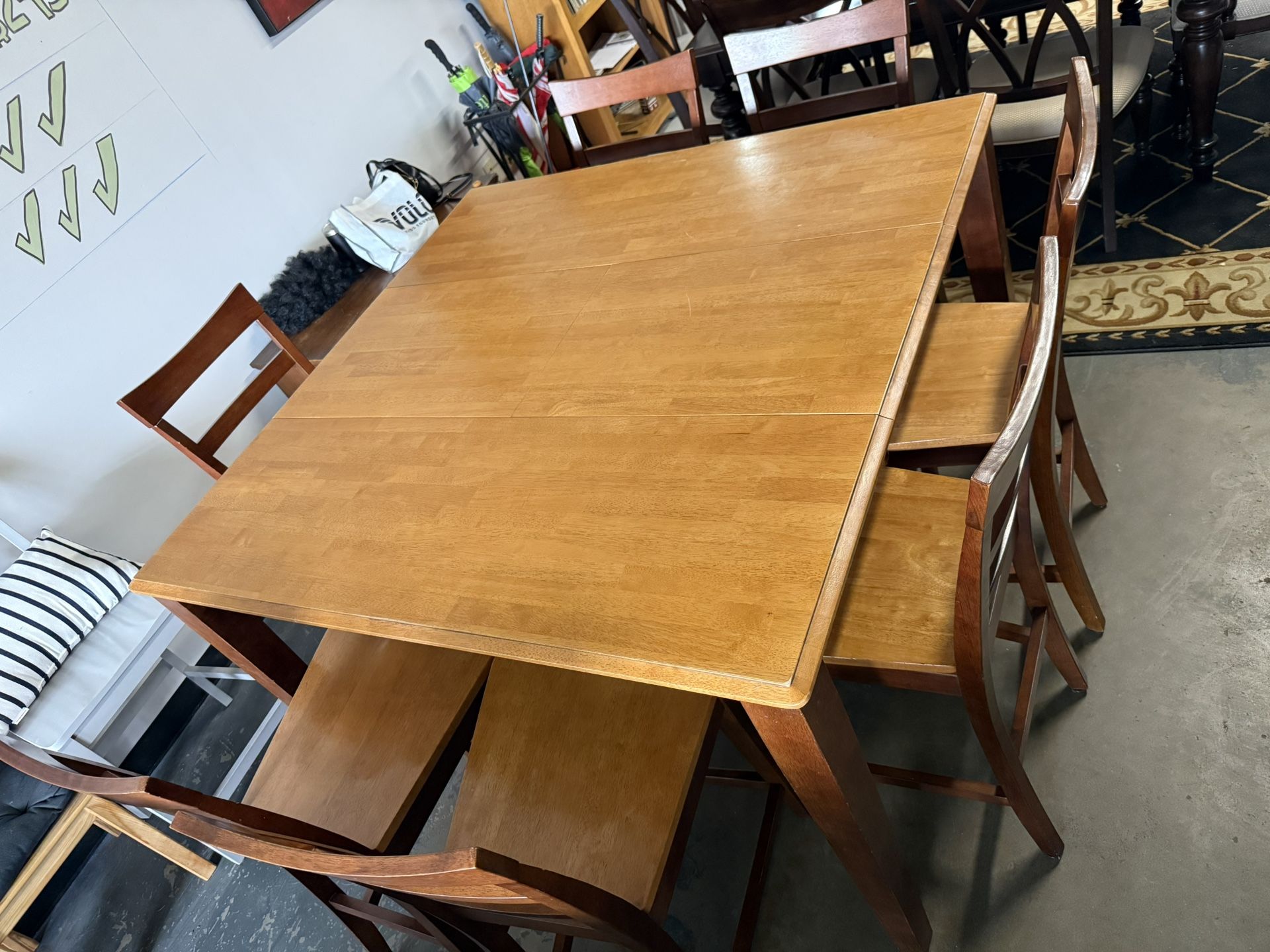 🍁 Counter-Height Dining Set – 54” Square Table w/ 5 Chairs