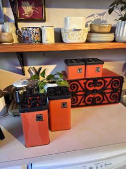 MCM Breadbox & Tin Container Set