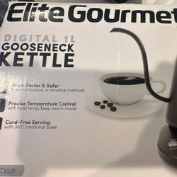 1L Electric Gooseneck Kettle, Cordless 360°, Blue LED , Auto Shut-Off