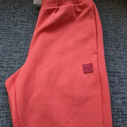 Puma Men's Basic Fleece orange/reddish Jogger Pants, Size: large, New!