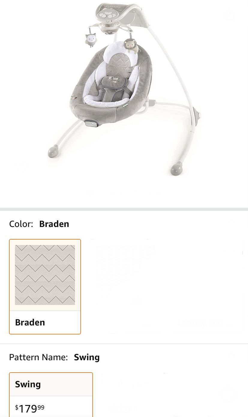 Ingenuity InLighten Baby Swing - Cool Mesh Fabric, Vibrations, Swivel Infant Seat, Nature Sounds, Light Up Motorized Mobile - Braden (B079T4PVR3)