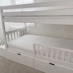 Max & Lily Twin Over Twin Staircase Bunk Bed with Storage – $400