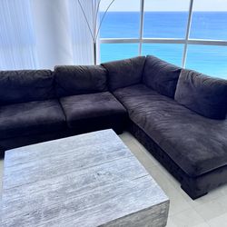 Two pieces angular suede sofa, excellent!