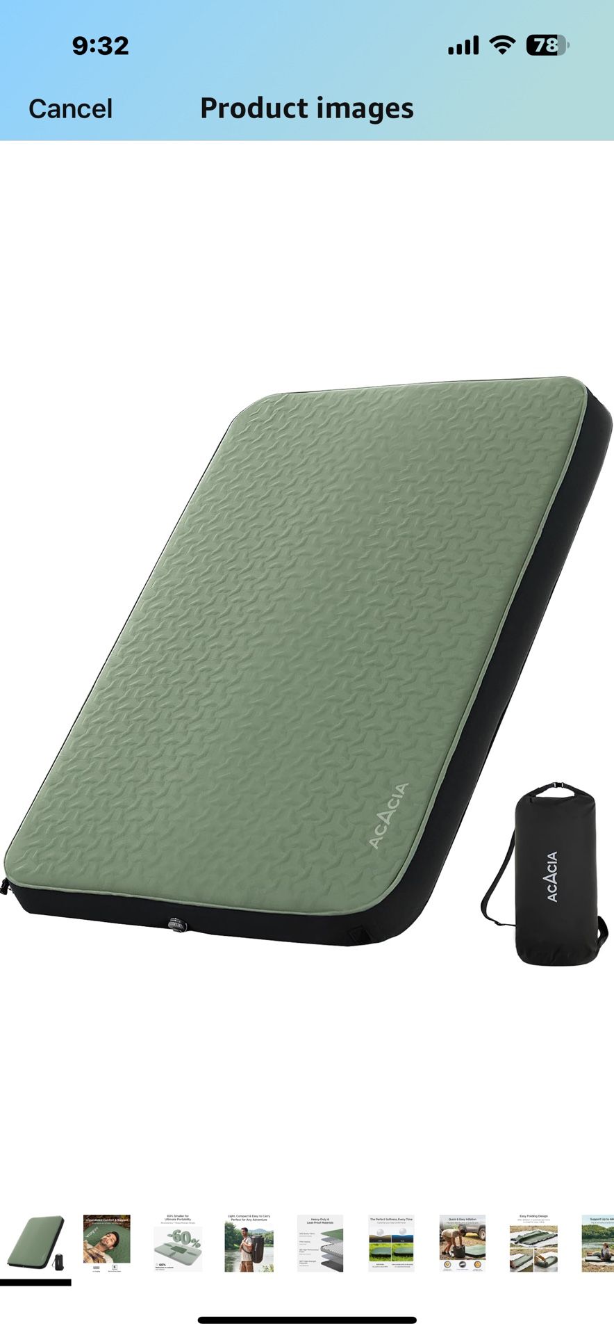 ACACIA 4.3" Thick Self Inflating Sleeping Pad with Foam | Innovative Y-Shaped Telescopic Structure | Ultraportable Camping Mattress | Outdoor Compact