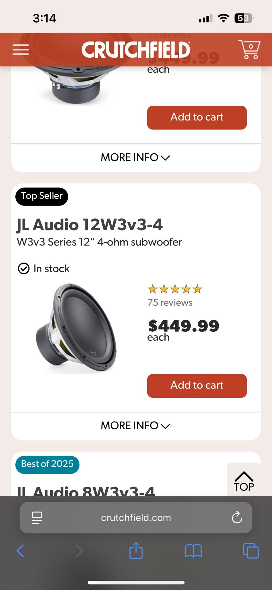 JL Audio 12” 12W3v3-4