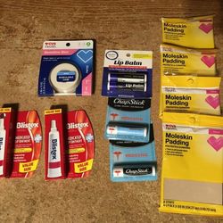 Lot Of Blistex Chapstick Lip Balm Mole Skin Padding Paper Tape All New And Sealed