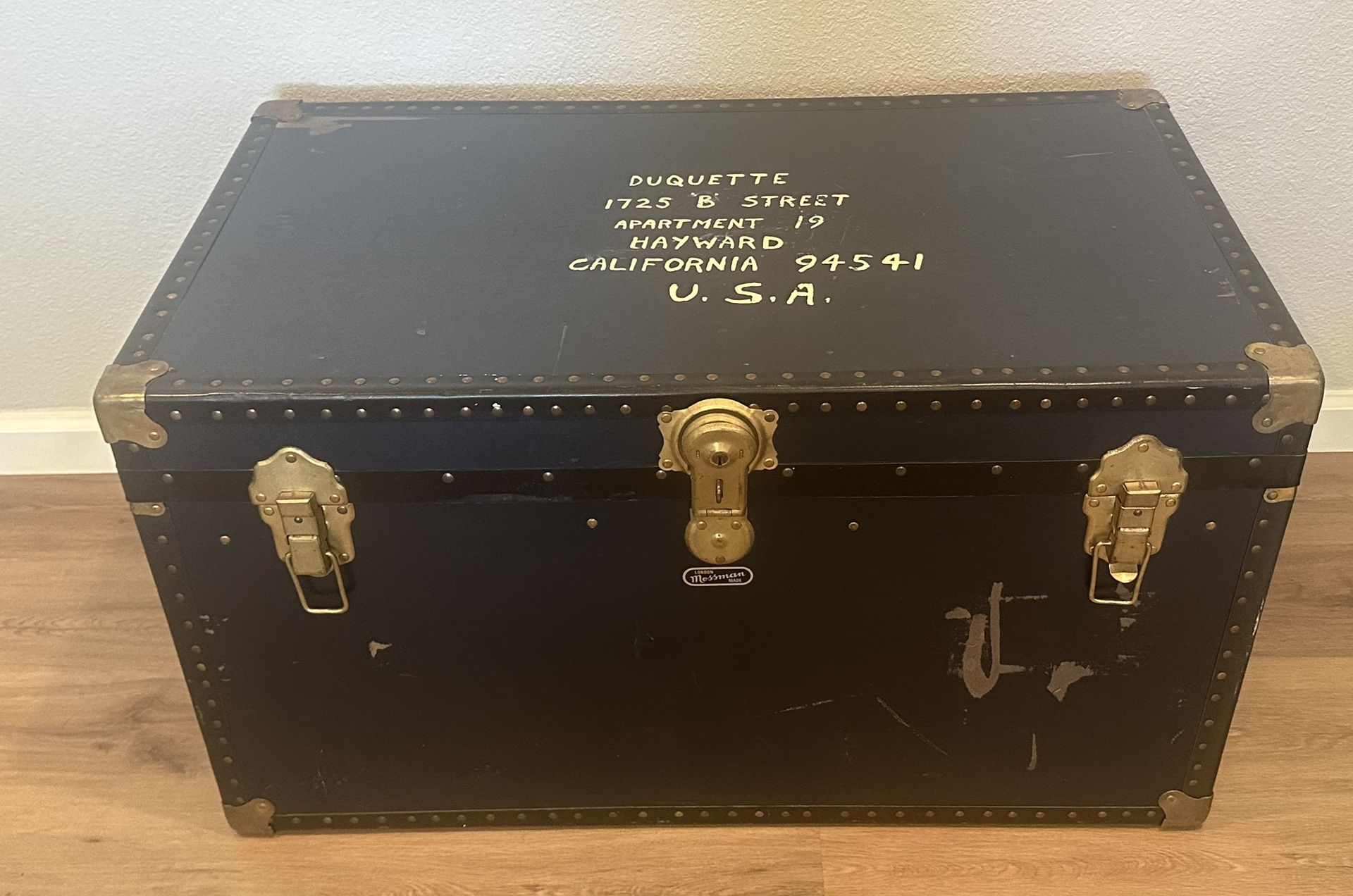 Vintage Mossman London Deep Trunk Case Steamer Truck with Hardware and Handles