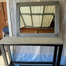 Reclaimed Wood Mirror And End Table