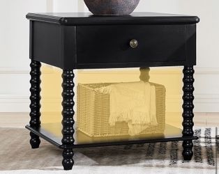 Wood Nightstand with Drawer and Open Shelf