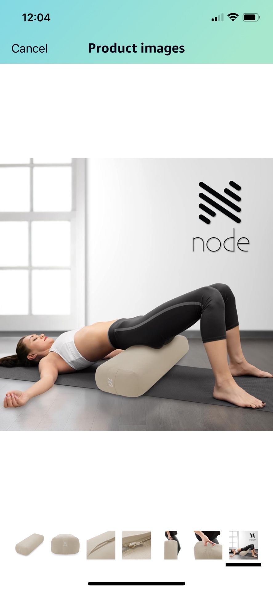 Node Fitness Yoga Meditation Cushion, 25" x 12" Rectangular Bolster with Organic Cotton Cover
