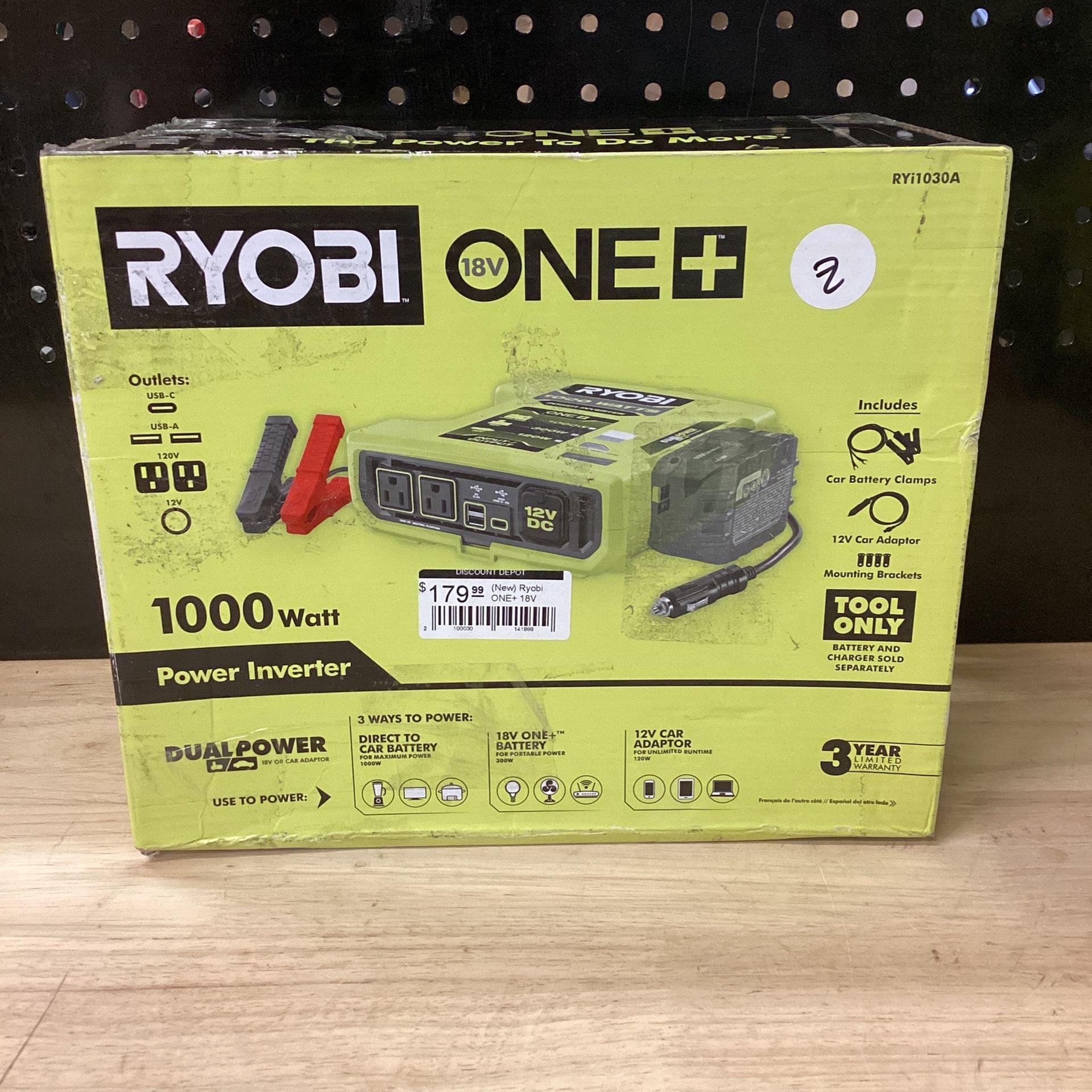 RYOBI ONE+ 18V 1000-Watt Max 12-Volt Automotive Power Inverter