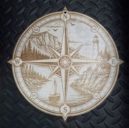 Laser Engraved Wood Compass Wall Art