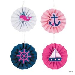 Decorations For birthday.. Nautical Girl Hanging Fans with Icons