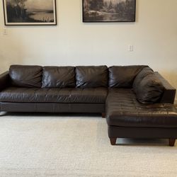 Dark brown natuzzi Italian top grain leather sectional couch delivery available 
